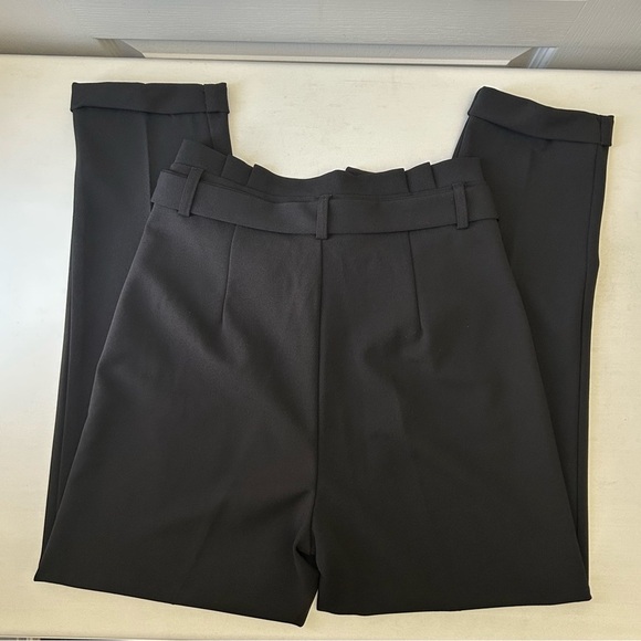 Le Chateau Black High Rise Pleated Tie-Waist Trousers Pants Size 1/2 - Picture 10 of 14